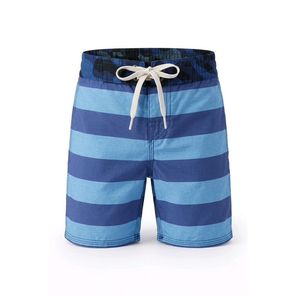 Hanna Andersson Boys Blue Striped Camo Waistband Swim Trunks Board Shorts Size 4